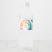 Rainbow Waterverf Meisje Verjaardag Flessenlabel Waterfles Etiket (Voorkant)