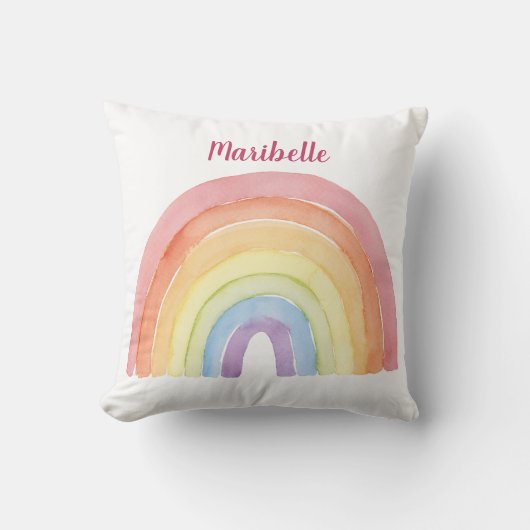 Rainbow Waterverf Meisjes Gepersonaliseerd Kussen (Voorkant)