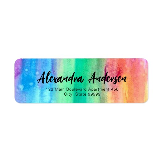 Rainbow-Waterverf Moderne Fancy grafische weergave Etiket (Voorkant)
