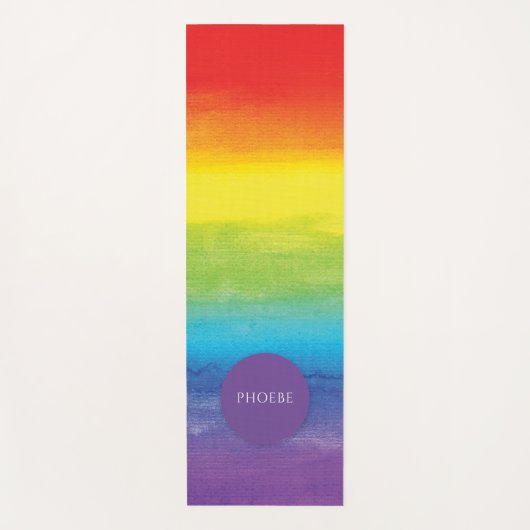 Rainbow Waterverf Moderne kleurrijke naam Yogamat (Voorkant)