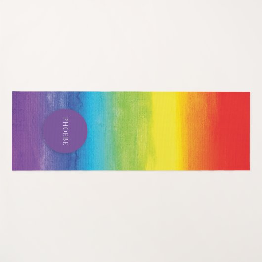 Rainbow Waterverf Moderne kleurrijke naam Yogamat (Voorkant (horizontaal))