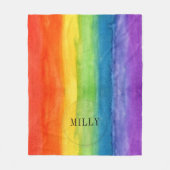 Rainbow Waterverf Moderne persoonlijke naam Fleece Deken (Voorkant)