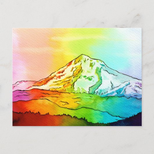 Rainbow Waterverf Mount Hood Briefkaart (Voorkant)