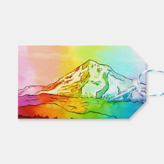 Rainbow Waterverf Mount Hood Cadeaulabel (Voorkant (Horizontaal))