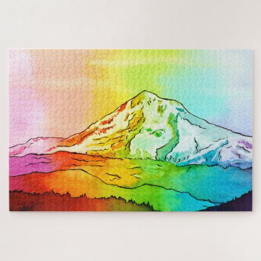 Rainbow Waterverf Mount Hood Legpuzzel (Horizontaal)