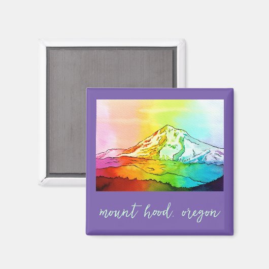 Rainbow Waterverf Mount Hood Magnet (Voorkant / Achterkant)
