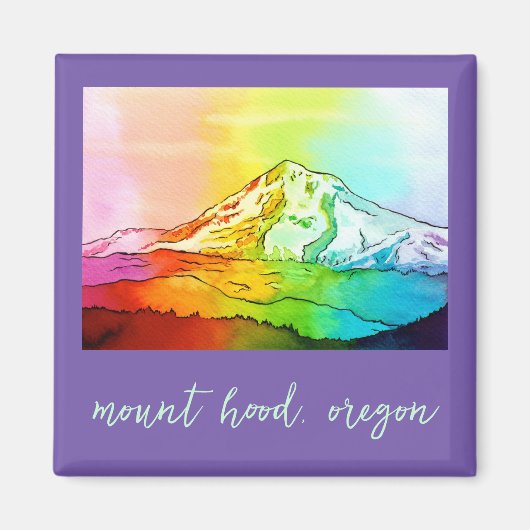 Rainbow Waterverf Mount Hood Magnet (Voorkant)