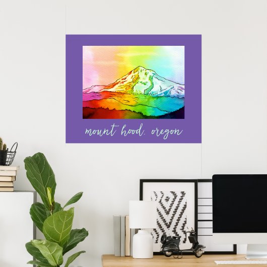 Rainbow Waterverf Mount Hood Poster (Thuiskantoor)