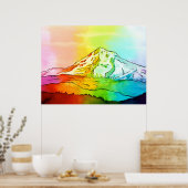 Rainbow Waterverf Mount Hood Poster (Keuken)