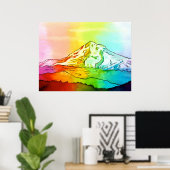 Rainbow Waterverf Mount Hood Poster (Thuiskantoor)