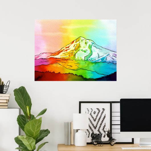 Rainbow Waterverf Mount Hood Poster (Thuiskantoor)