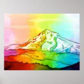 Rainbow Waterverf Mount Hood Poster (Voorkant)