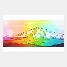 Rainbow Waterverf Mount Hood Rechthoekige Sticker