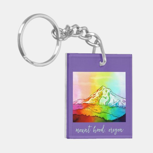 Rainbow Waterverf Mount Hood Sleutelhanger (Voorkant Links)