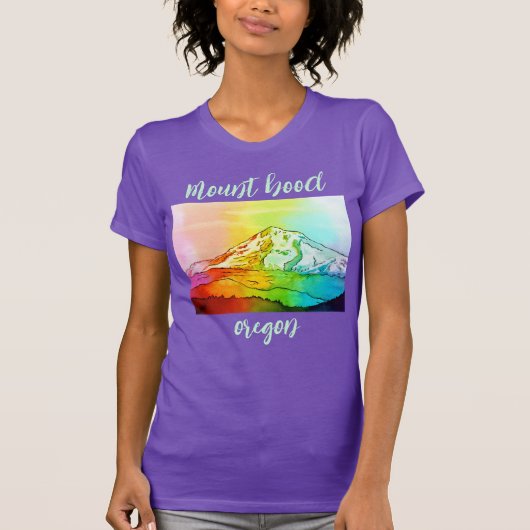 Rainbow Waterverf Mount Hood T-shirt (Voorkant)