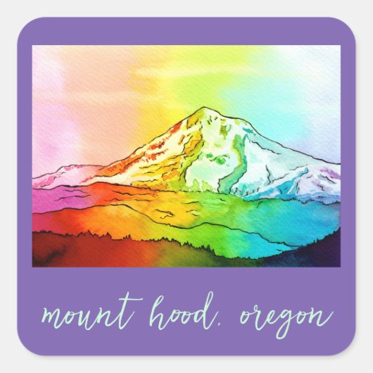 Rainbow Waterverf Mount Hood Vierkante Sticker (Voorkant)