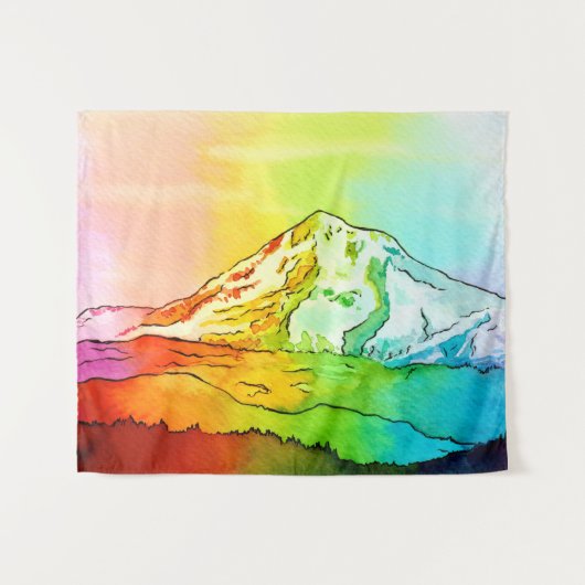 Rainbow Waterverf Mount Hood Wandkleed (Voorkant (horizontaal))