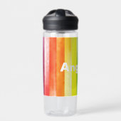 Rainbow waterverf naam school waterfles (Voorkant)