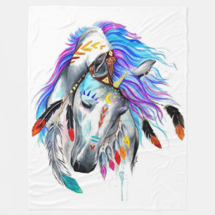 Rainbow-waterverf-paard Fleece Deken