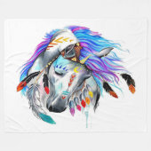 Rainbow-waterverf-paard Fleece Deken (Voorkant (Horizontaal))