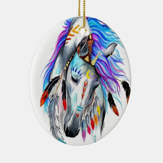 Rainbow-waterverf-paard Keramisch Ornament (Rechts)