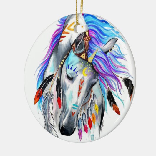 Rainbow-waterverf-paard Keramisch Ornament (Links)