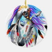 Rainbow-waterverf-paard Keramisch Ornament (Achterkant)