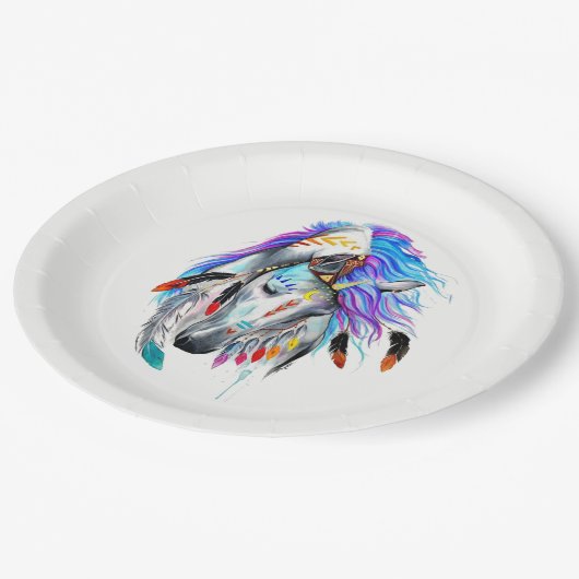 Rainbow-waterverf-paard Papieren Bordje (Gekanteld)
