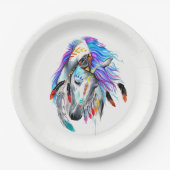 Rainbow-waterverf-paard Papieren Bordje (Voorkant)