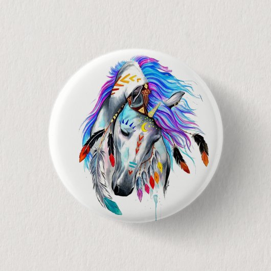 Rainbow-waterverf-paard Ronde Button 3,2 Cm (Voorkant)