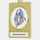 Rainbow-waterverf-paard Verguld Banner Ornament (Links)