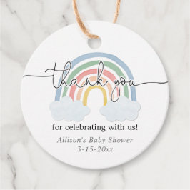 Rainbow waterverf pastel baby shower dank u bedankjes labels