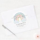 Rainbow waterverf pastel baby shower dank u ronde sticker (Envelop)