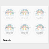 Rainbow waterverf pastel baby shower dank u ronde sticker (Vel)