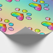 Rainbow Waterverf Paw Print Birthday Party Wrappi Cadeaupapier (Hoek)