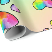 Rainbow Waterverf Paw Print Birthday Party Wrappi Cadeaupapier (Rol Hoek)