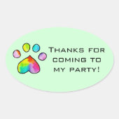 Rainbow Waterverf Paw Print Stickers (Voorkant)