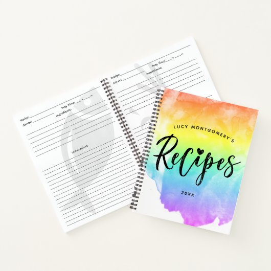 Rainbow Waterverf Penseel script ontvangen Notitieboek (Binnen)