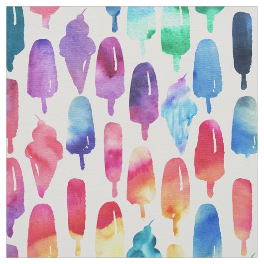 Rainbow Waterverf Popsice Ice Cream Yummy Stof (Swatch)