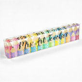 Rainbow Waterverf Potcil Teacher Desk Naambordje