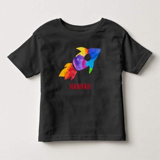 Rainbow Waterverf raket buitenruimte Kinder Kinder Shirts (Voorkant)