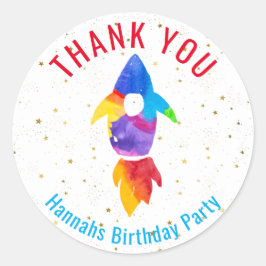 Rainbow Waterverf Rocket Buitenspace Hartelijk dan Ronde Sticker