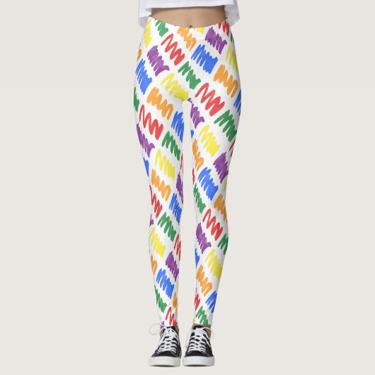 Rainbow Waterverf scheurt patroon Leggings (Voorkant)