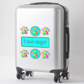 Rainbow-Waterverf schildert afdrukken "I Love Dogs Sticker (Koffer)
