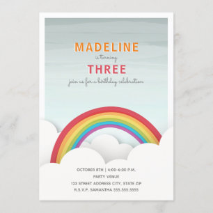 Rainbow Waterverf Sky Clouds Birthday Party Kaart