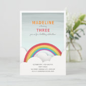 Rainbow Waterverf Sky Clouds Verjaardagsfeest Kaart (Staand voorkant)