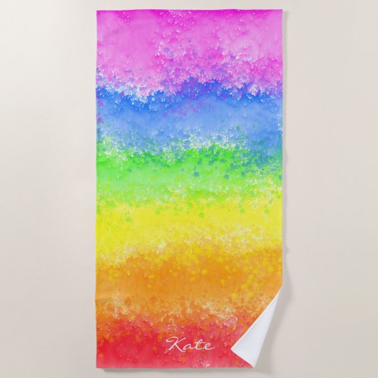 Rainbow-waterverf, speciaal aangepast strandlaken (Voorkant)
