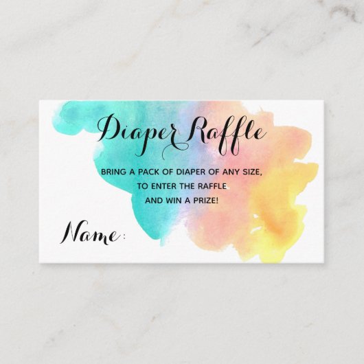 Rainbow waterverf splash baby luier verloskaart informatiekaartje (Voorkant)