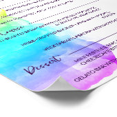Rainbow Waterverf Splash LGBTQ Wedding Menu Poster (Hoek)