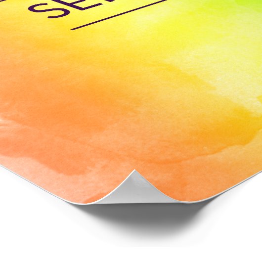 Rainbow Waterverf Splash LGBTQ Wedding Welkom Poster (Hoek)